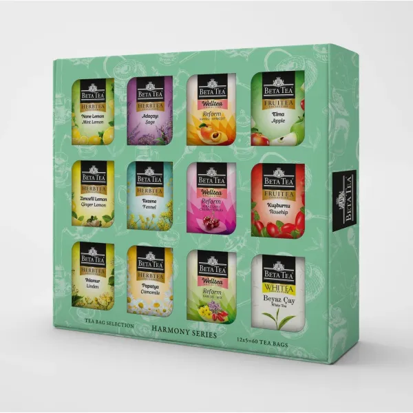 Beta Tea Hediyelik Bitki ve Meyve Çayları 60'lı Karışık Kutu, Harmony Series (12x5 Adet)