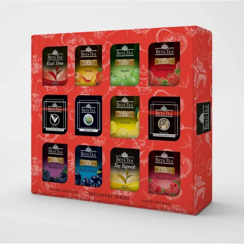 Beta Tea Hediyelik Siyah Çay Çeşitleri 60'lı Karışık Kutu, Discovery Series (12x5 Adet)